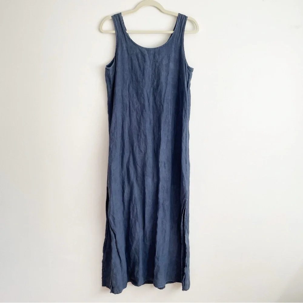 CP SHADES linen flax maxi dress coastal beachy boho lagenlook artsy slip sheath
